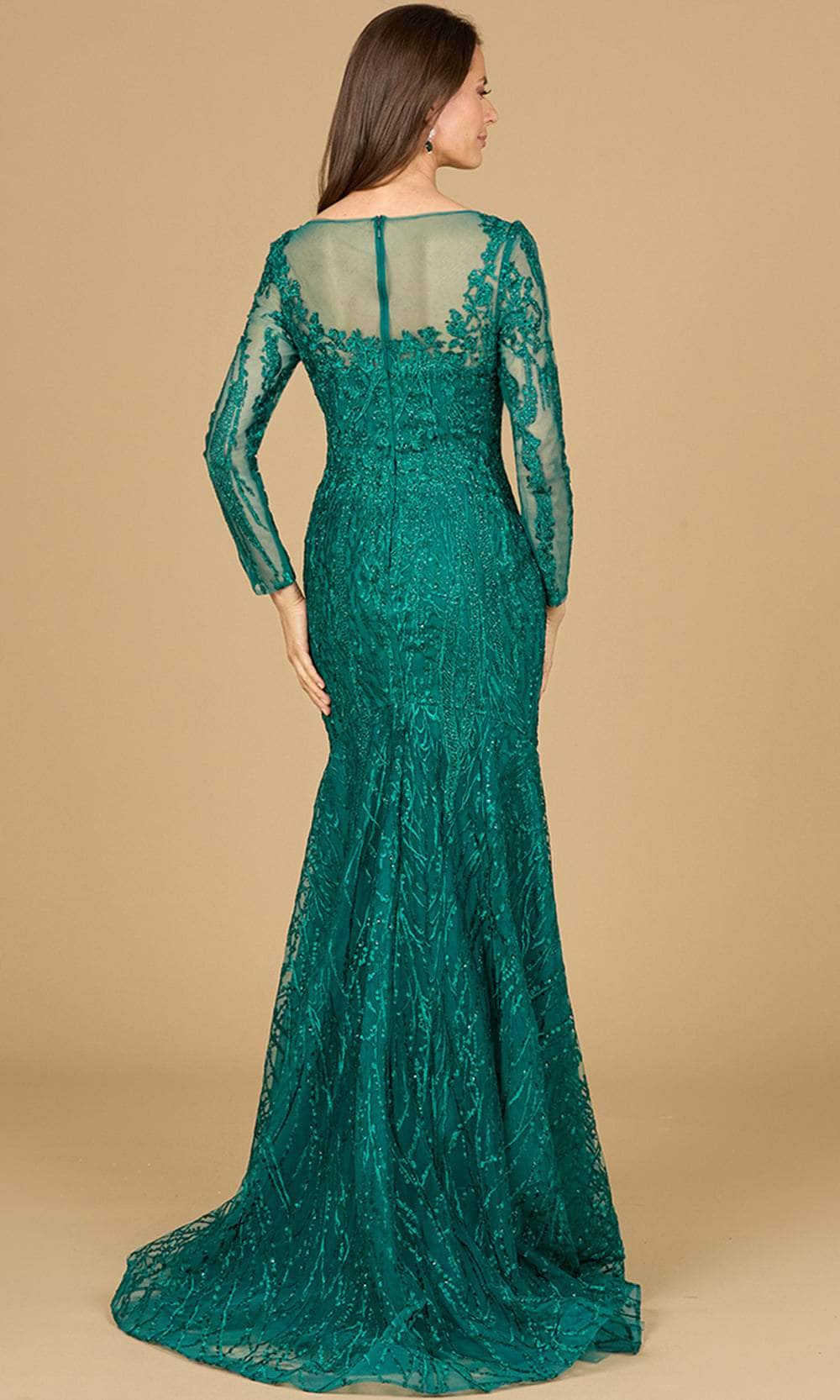 Long Sleeve Applique Evening Gown