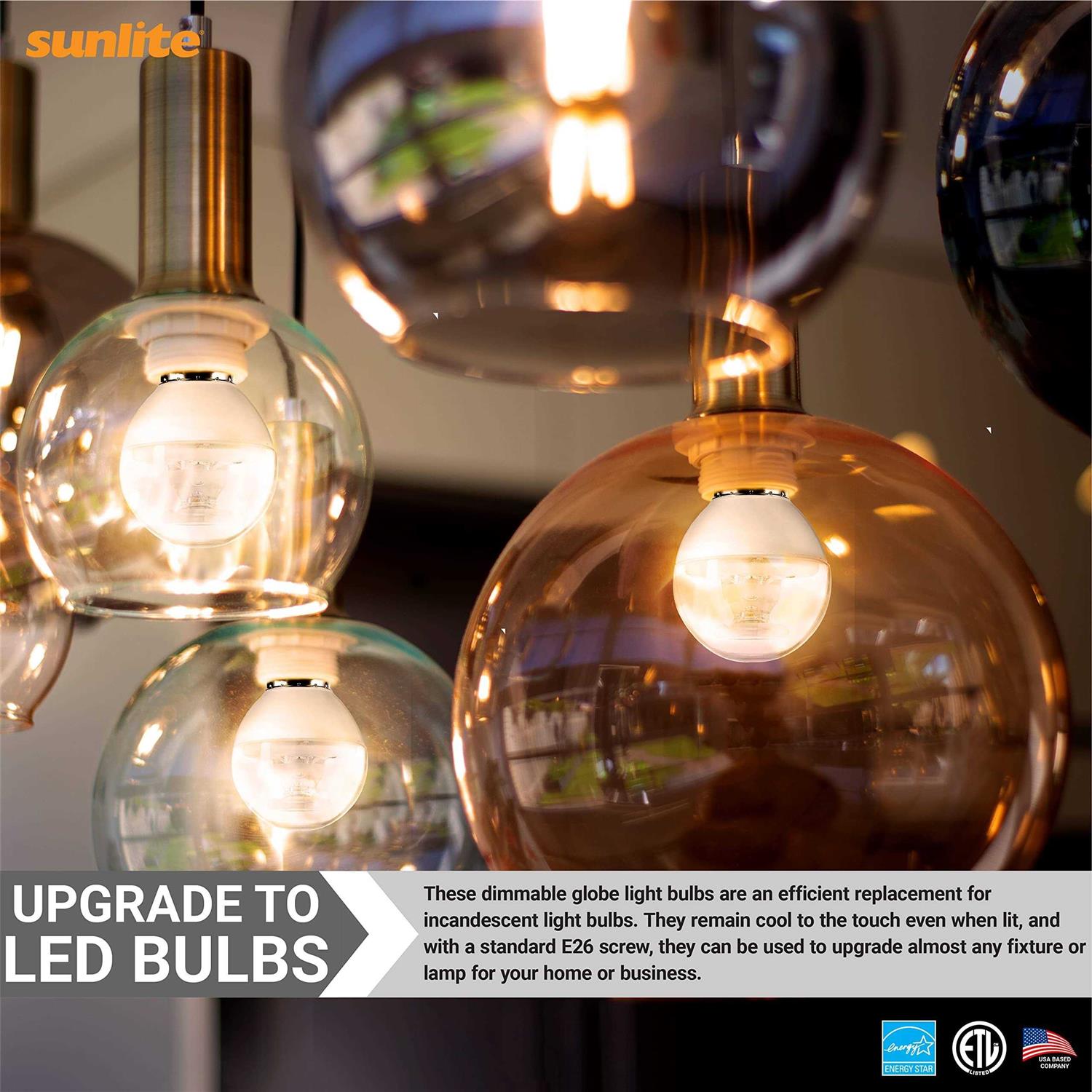 Sunlite LED G16 Globe Light Bulb Medium E26 Base