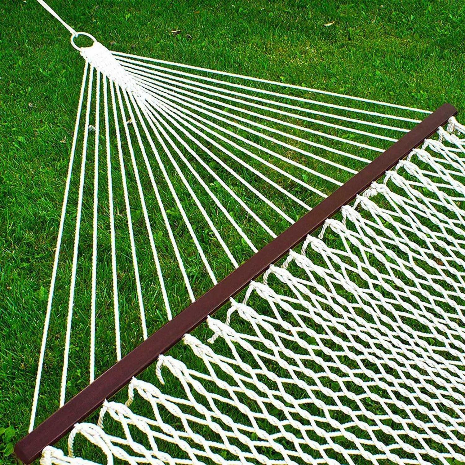 Best Choice Products 2-Person Woven Cotton Rope Double Hammock for Backyard w/ Spreader Bars