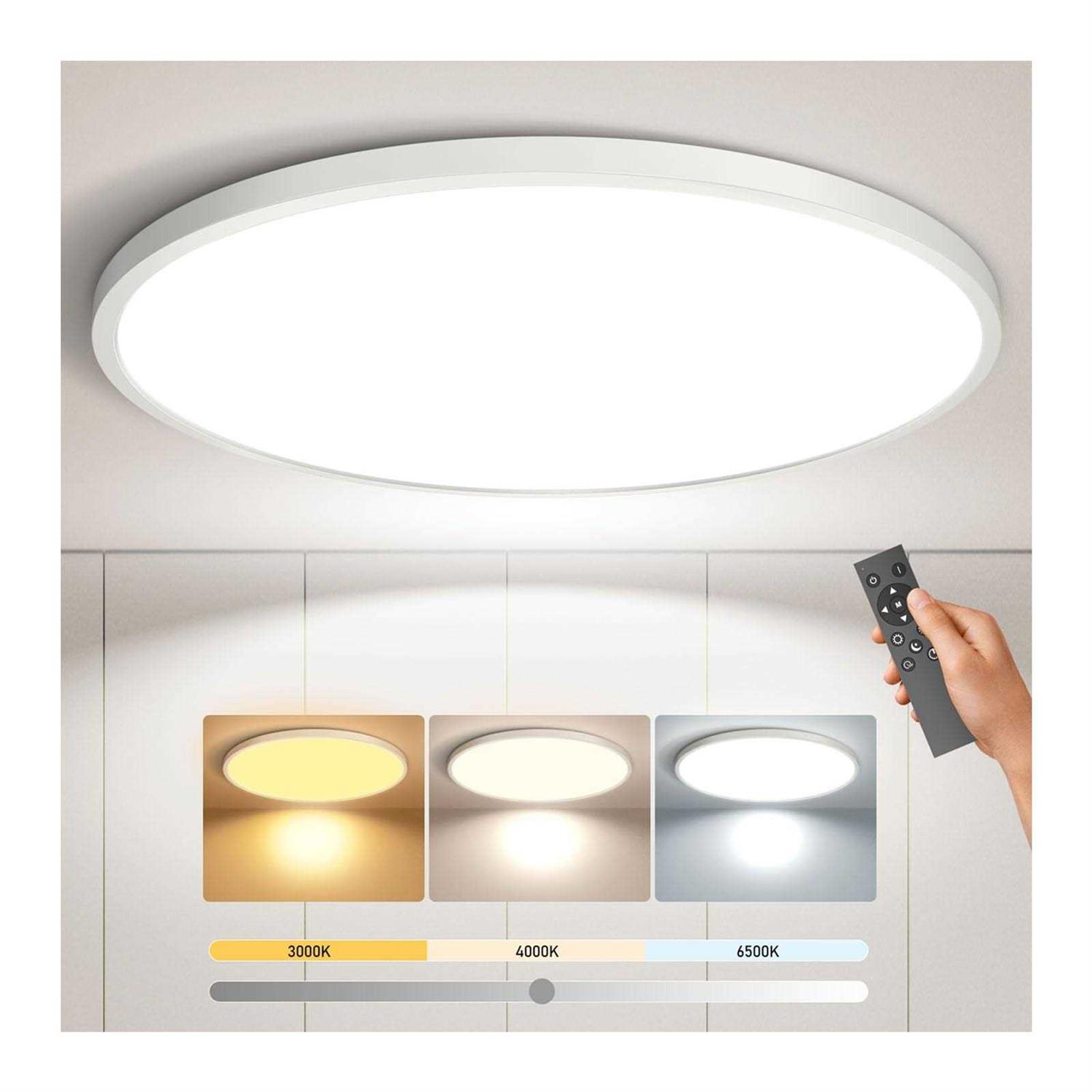 Aphyni LED ceiling Light with Remote Control 2400LM Brighter,IP44 Waterproof,APP Control 24W 12inch 3000K-6500K Dimmable,Ultra-Thin with Night Light