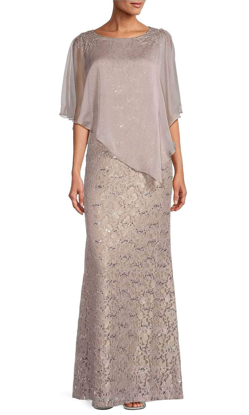 Sequin Floral Lace Evening Dress