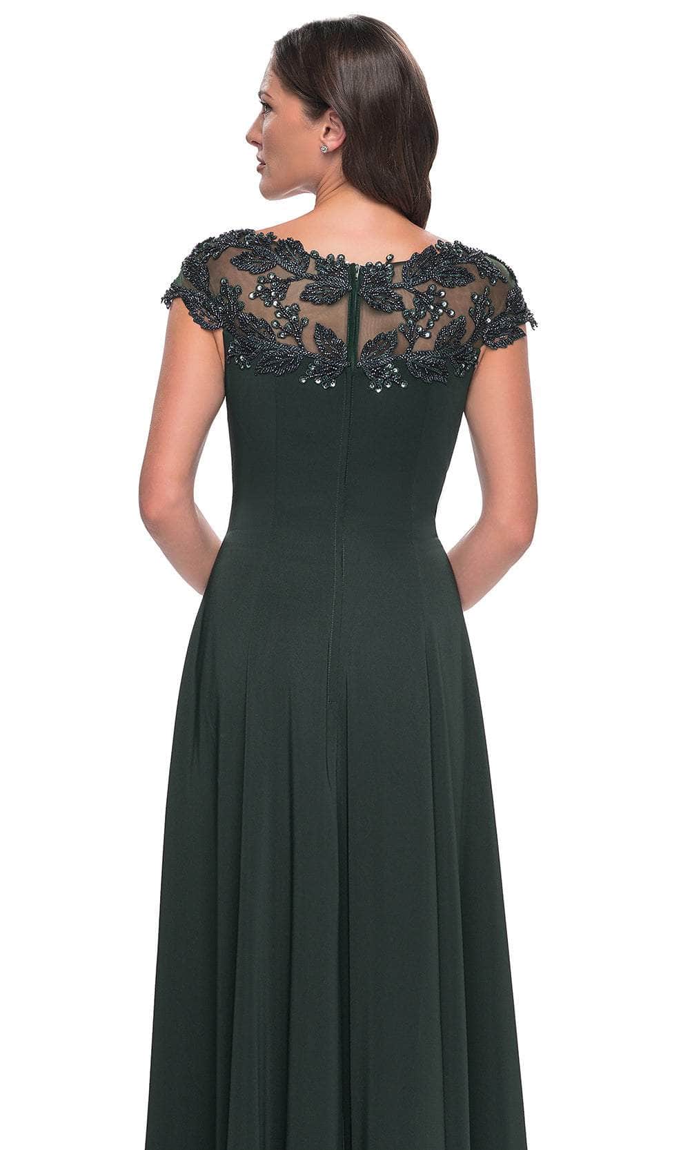 Cap Sleeve Applique Evening Dress
