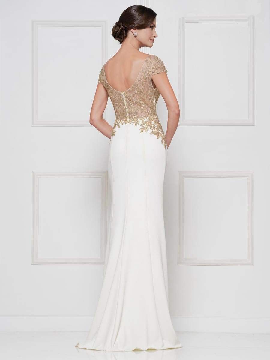 RD2652 Embroidered Vneck Stretch Crepe Sheath Dress