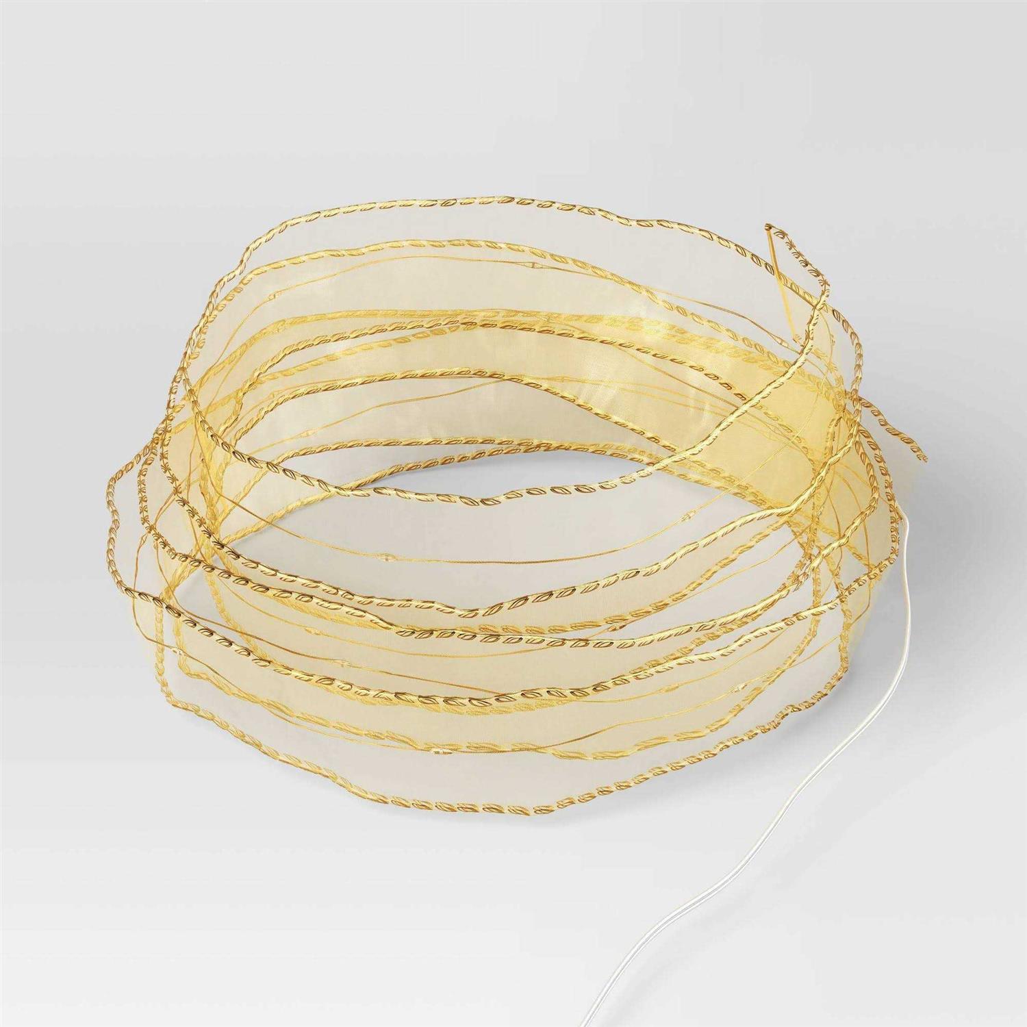 Wondershop 30ct LED Gold Ribbon Dewdrop Christmas String Lights Garland Warm White Gold Wire