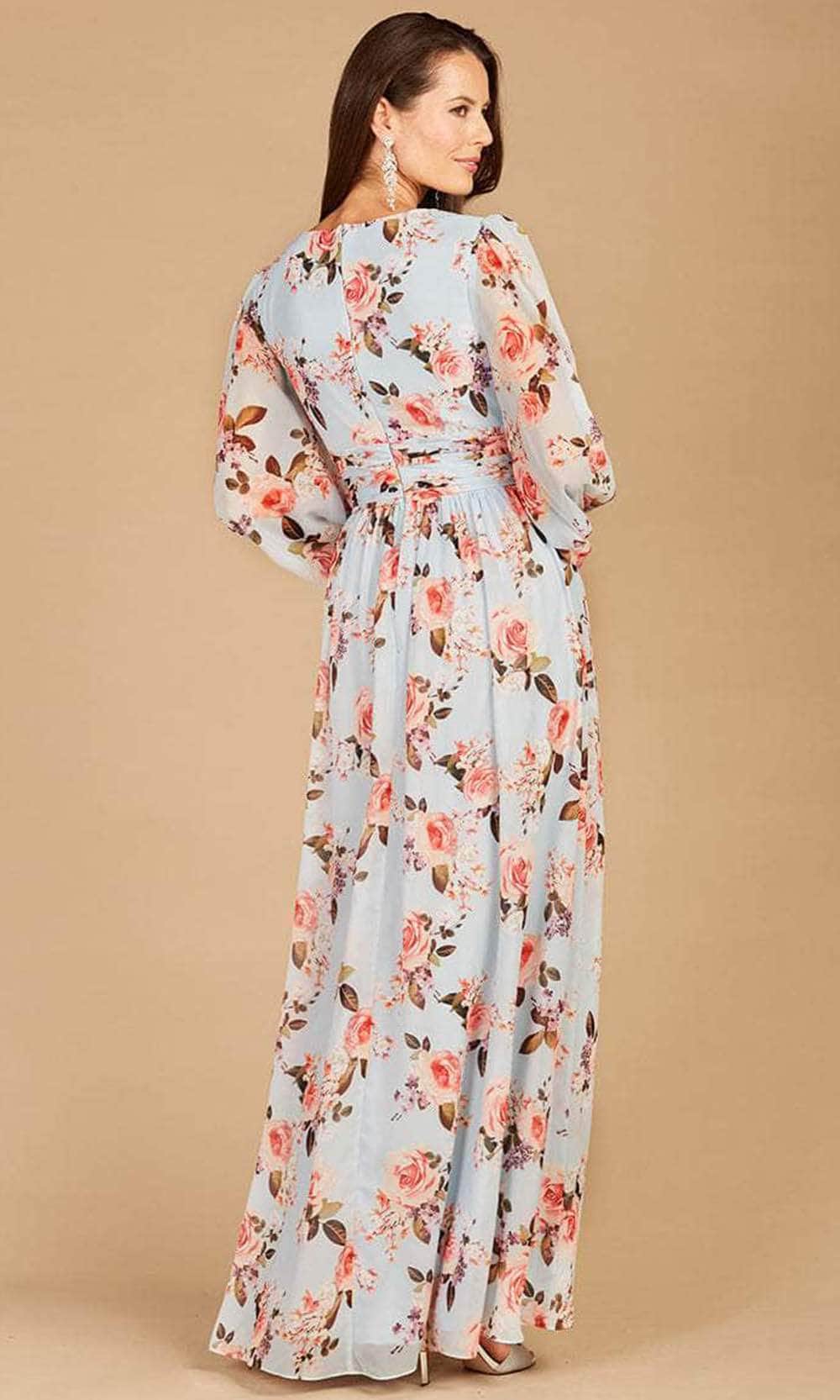 V-Neck Printed Long Sleeve Dress