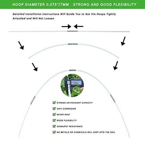 CASUSEN Greenhouse Hoops for Grow Tunnel 0.275in Diameter 5Sets of 7FT Long Garden Hoops