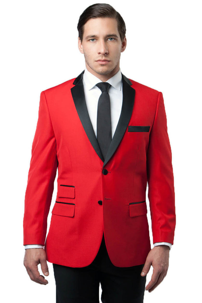 Men’s Two Button Notch Lapel Tuxedo Jacket in Red & Black
