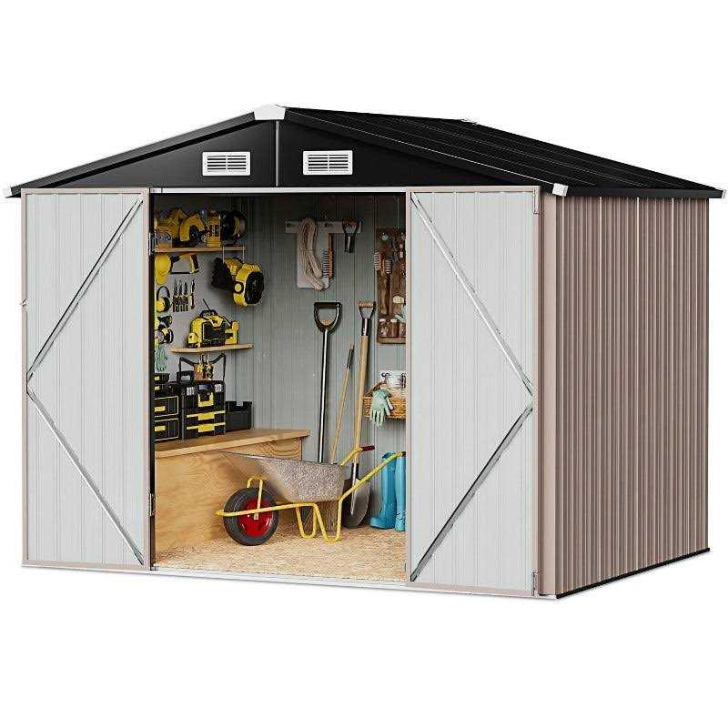 Aoxun Outdoor Metal Storage Shed Galvanized Storage House Tool Storage Shed and Door