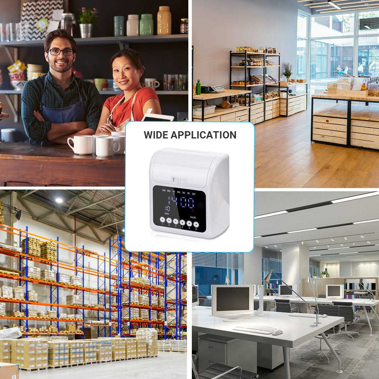 Tera Time Clocks with Extra 100pcs Time Cards Employee Attendance Punch Payroll Recorder LCD Display Screen