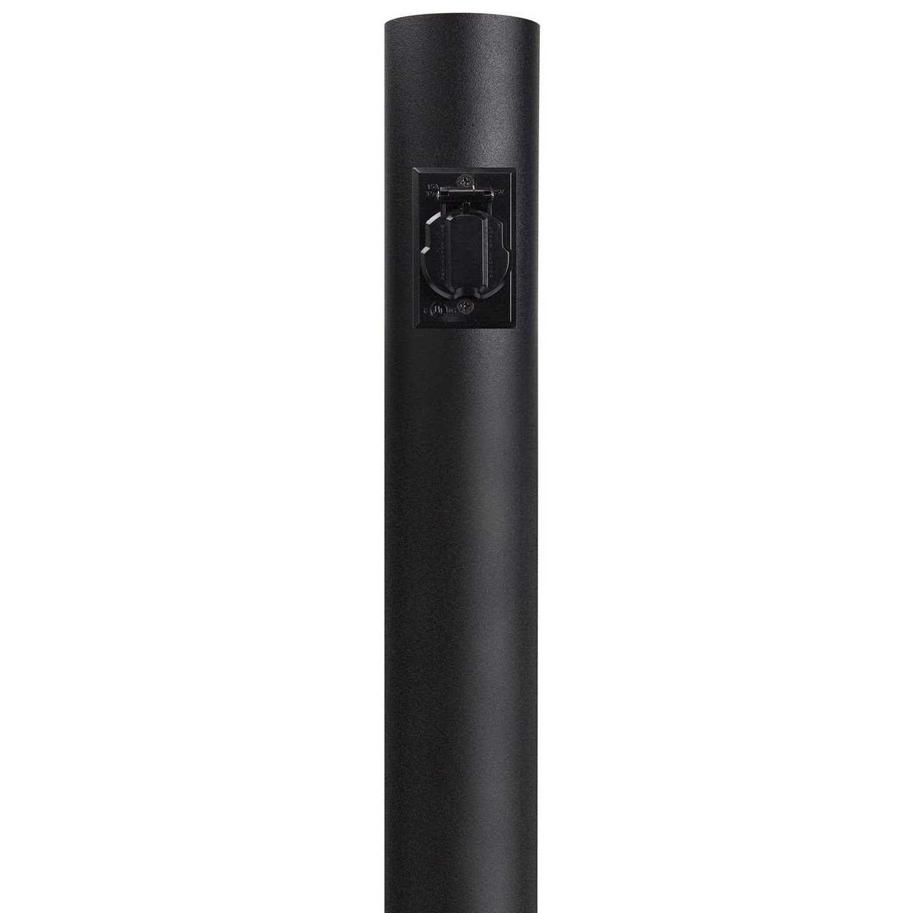 Black 96 High Outdoor Direct Burial Lamp Post with Outlet 93R48