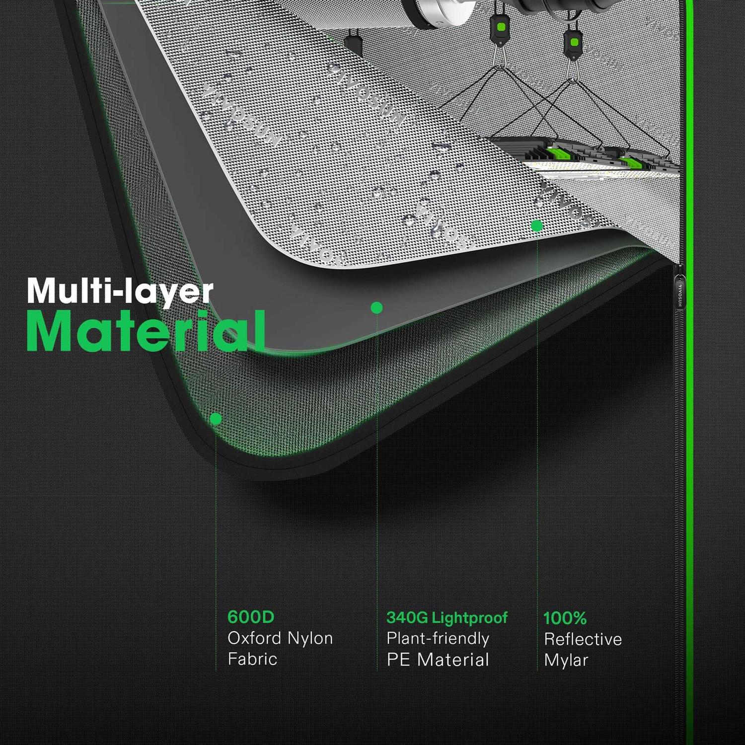 48x24x60 Grow Tent, 4×2 Advanced Grow Tent Observation Window and Floor Tray Plants for VS2000