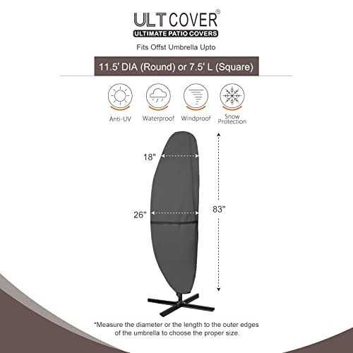 ULTCOVER Patio Umbrella Parasol Cover 600d Waterproof Outdoor Offset Banana Style Umbrella Cover