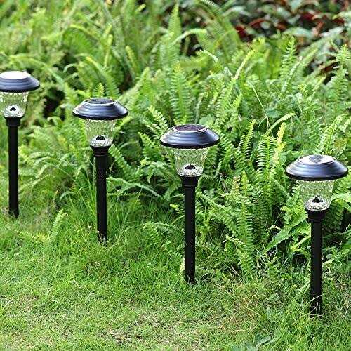 Beau Jardin 8 Pack Solar Pathway Lights Outdoor Waterproof Bright LED Solar Landscape Lights Garden Stake Glass Stainless Steel Auto On/Off Wireless