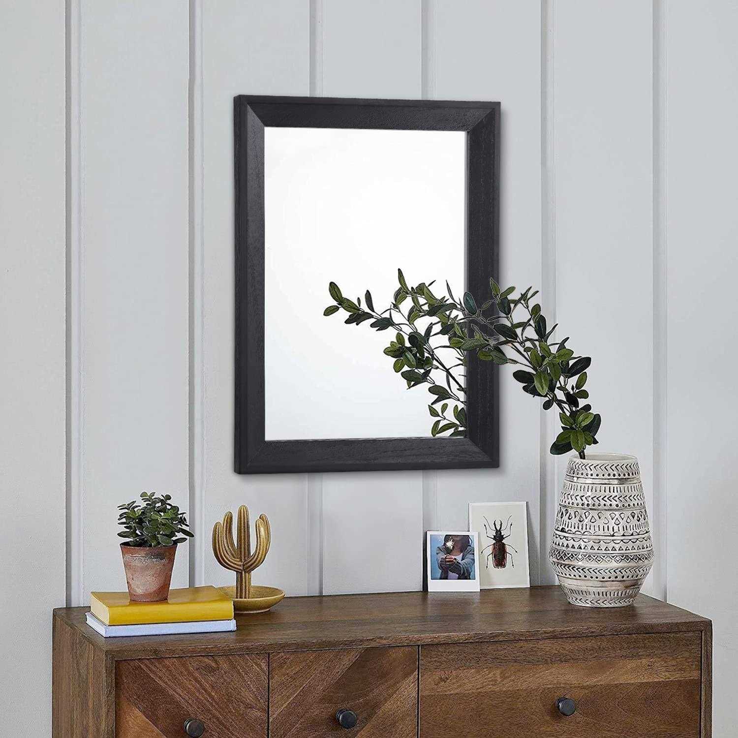 AAZZKANG Rustic Wall Rectangle Wood Mirror Farmhouse Bedroom Bathroom Decorative Mirror