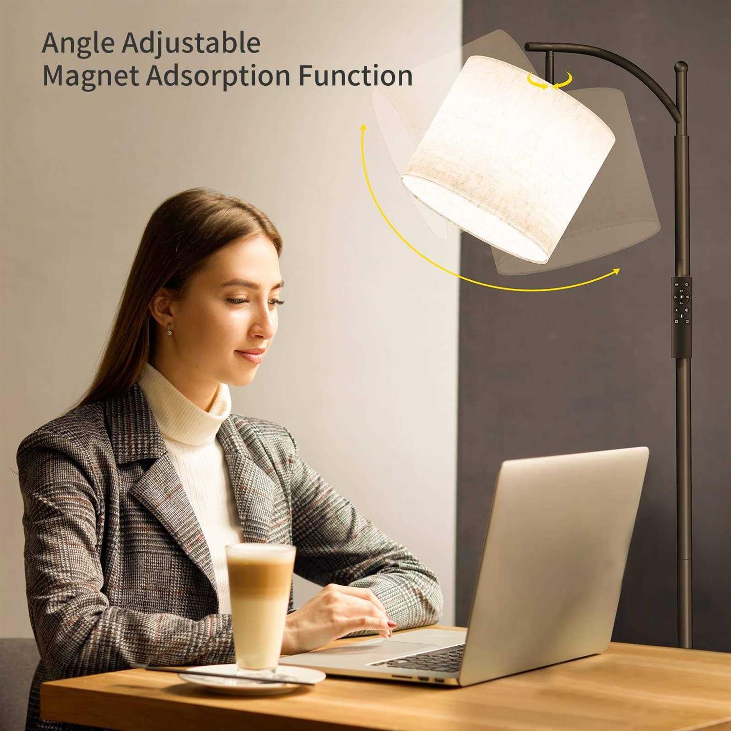 SUNMORY Arc Floor Lamp, Modern Floor Lamp with Romote Control and Stepless Dimmable Bulb