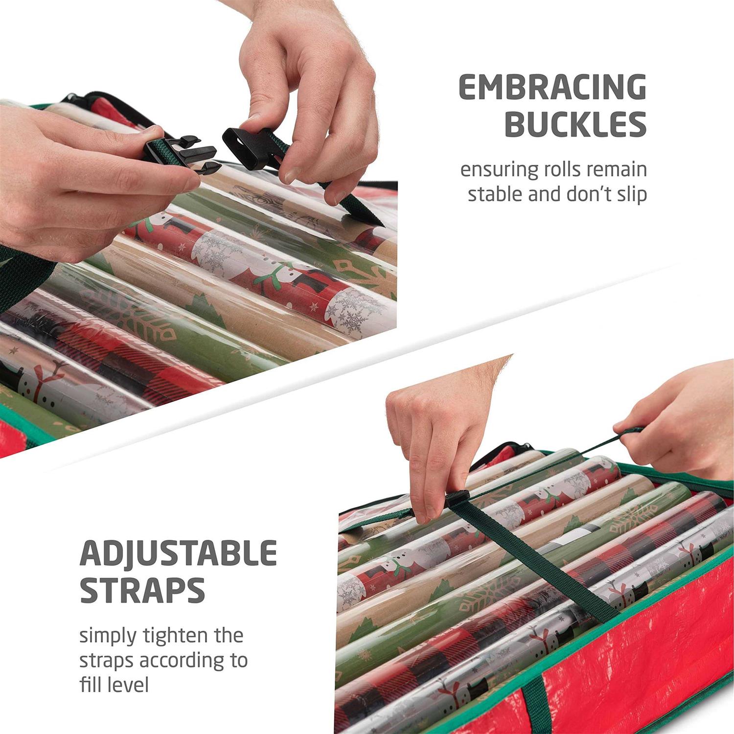 Zober Underbed Gift Wrap Organizer, Interior Pockets, fits 18-24 Standard Rolls, Underbed Storage, Wrapping Paper Storage Box and Holiday Accessories