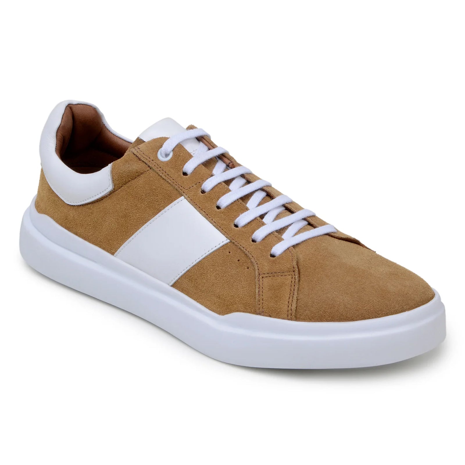 Men’s Belvedere Olivier Suede Tennis Shoe in Tan & White