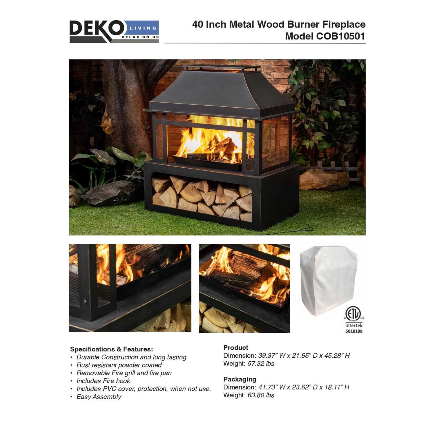 Deko Living Metal Wood Burner Fireplace COB10501