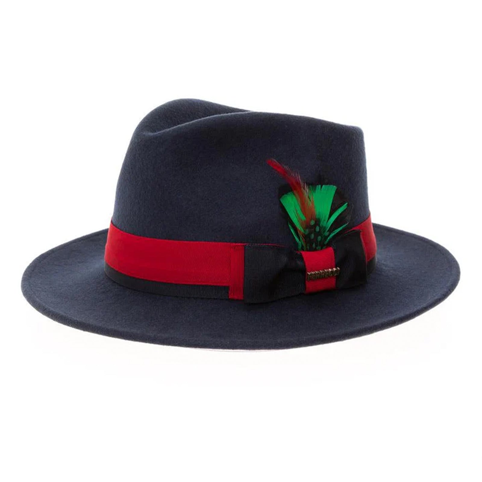 Men’s Classic Two Tone Fedora Dress Hat in Navy & Red