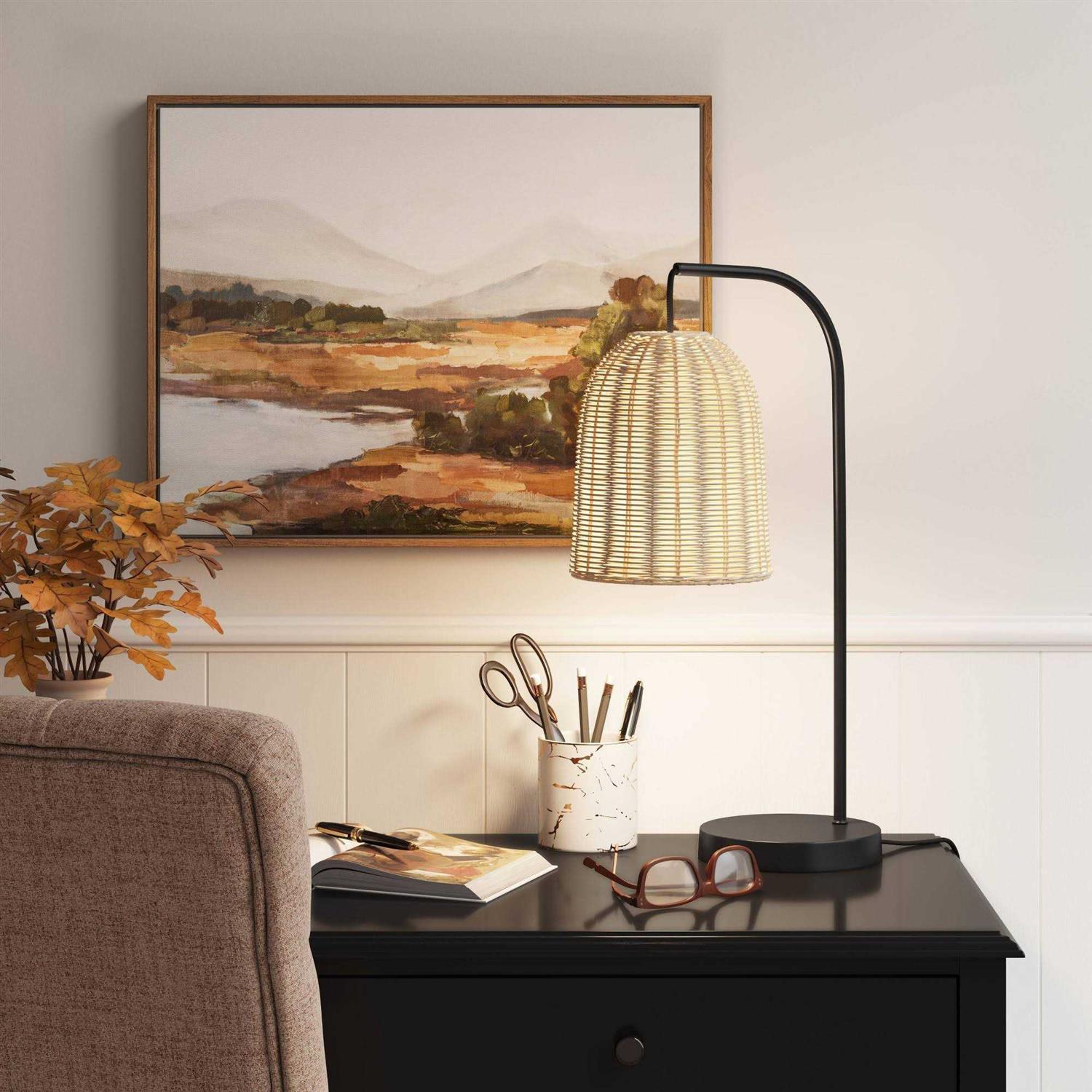 Threshold Addison Rattan Table Lamp Brown