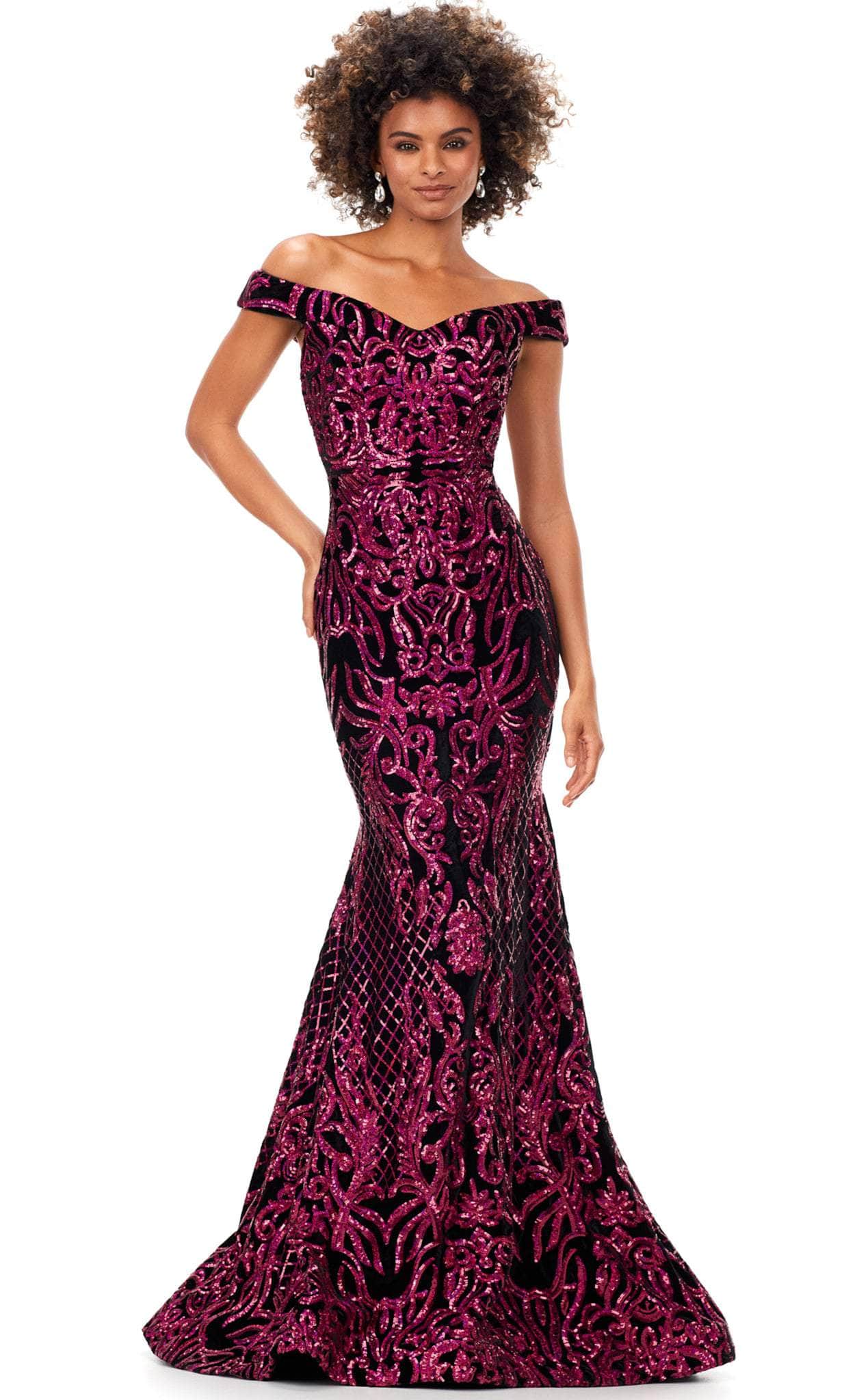 Velvet Off Shoulder Evening Gown
