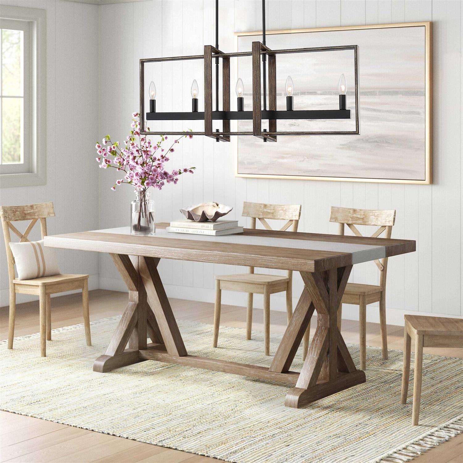 Vanity Art 5-Light Kitchen Island Linear Pendant