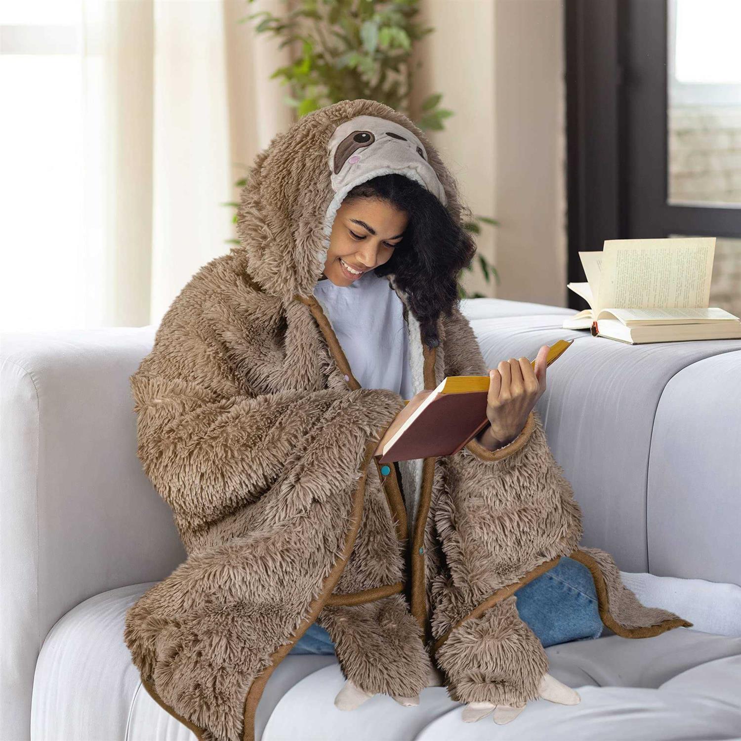 Wearable Hooded Blanket For Adults Super Soft Warm Cozy Plush