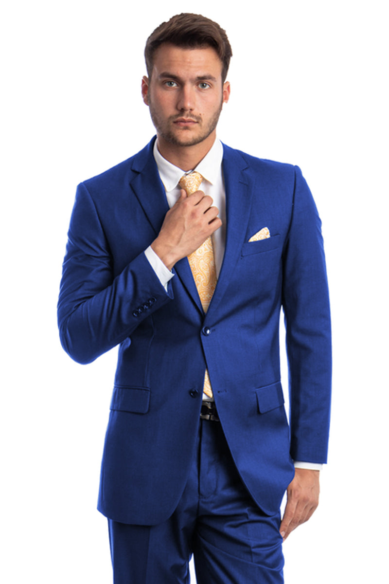 Men’s Two Button Basic Modern Fit Business Suit in Royal Blue