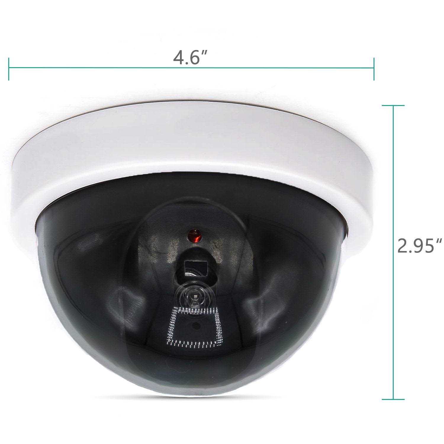 Wali Dummy Fake Security Cctv Dome Camera with Flashing Red LED Light with Security Alert Sticker Decals