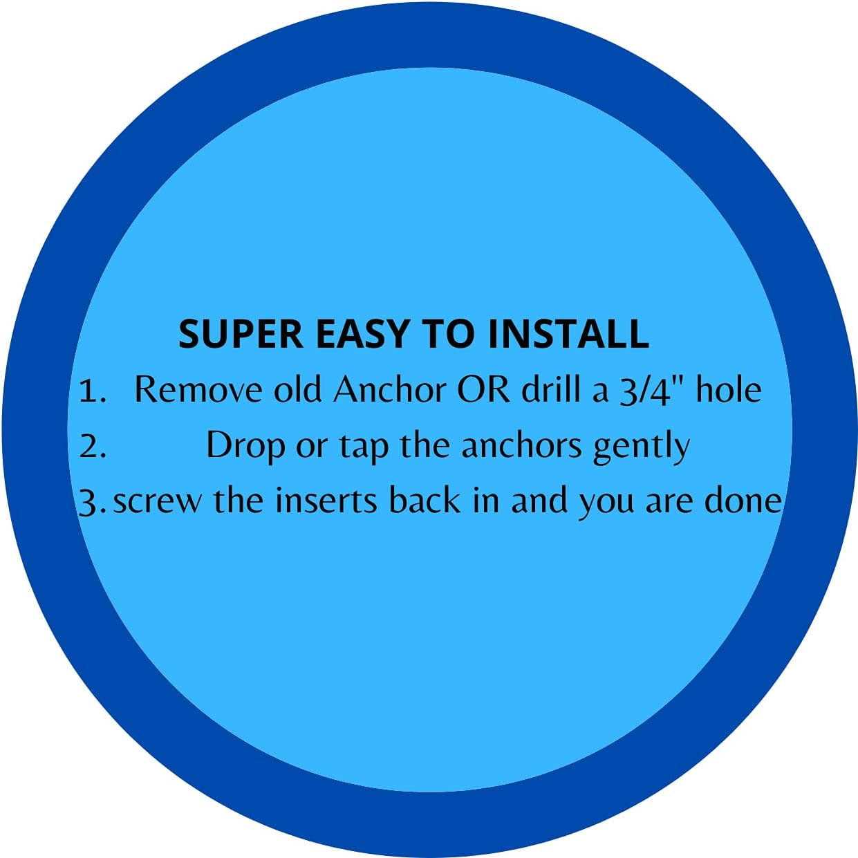 Wood Grip 20 Pack Pool Cover Anchors Concrete and Pavers Deck