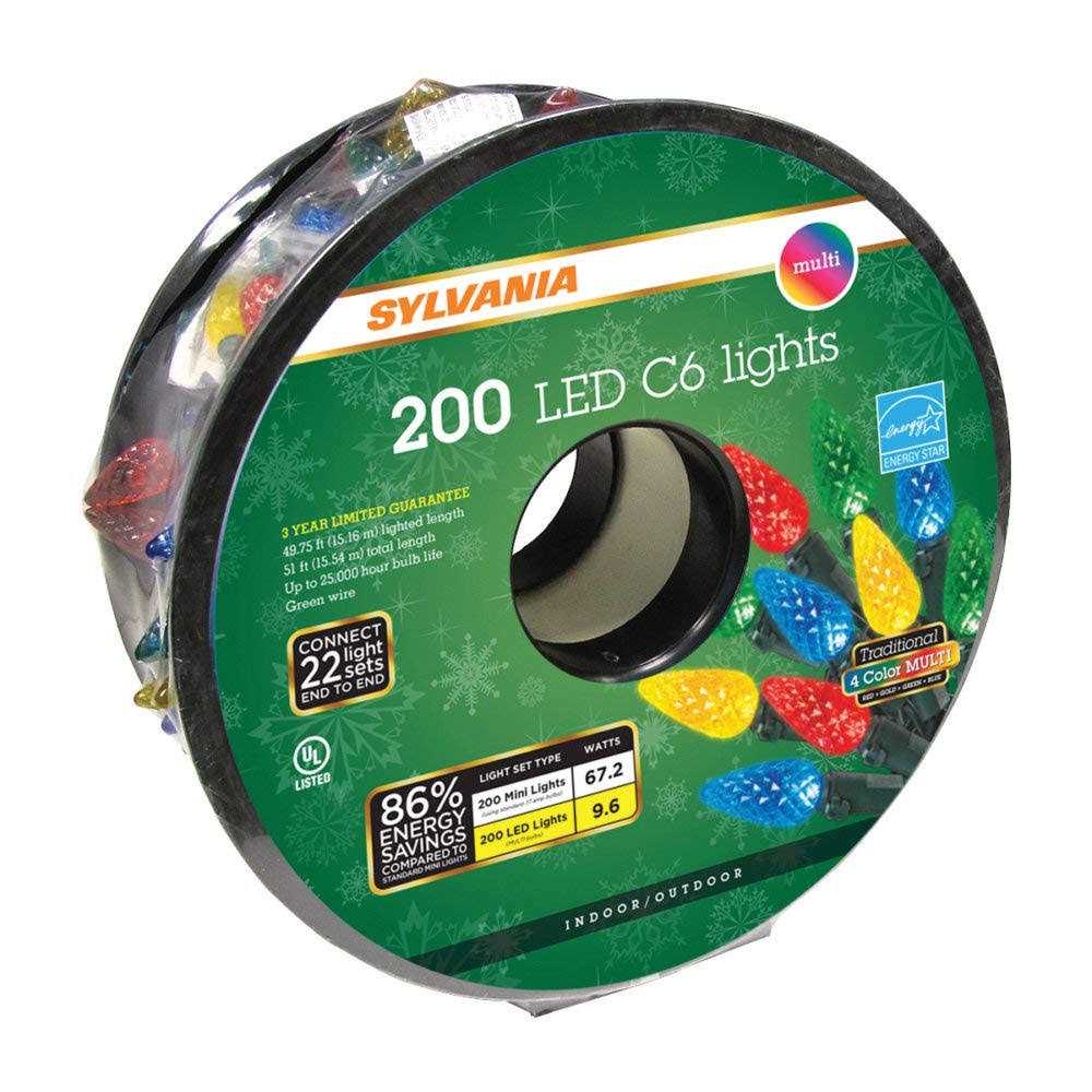 Sylvania 200 Ct Multi-Colored LED C6 Lights