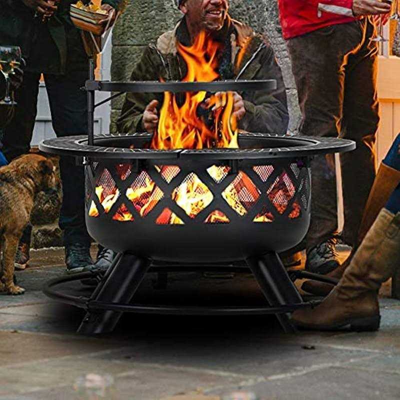 Farmhouse Kitchen and Bath Wood Burning Fire Pit 32 Inch Outdoor Backyard Patio Fire Pit with 18.7 Inch Cooking Grill Grate