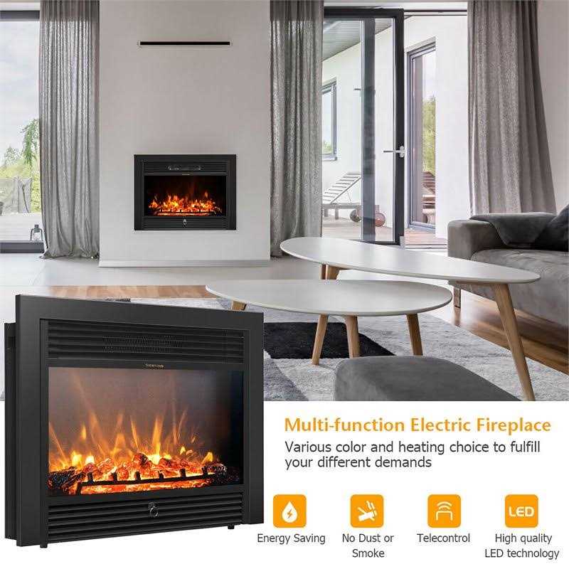 Costway 28.5 Electric Fireplace with Tempered Glass