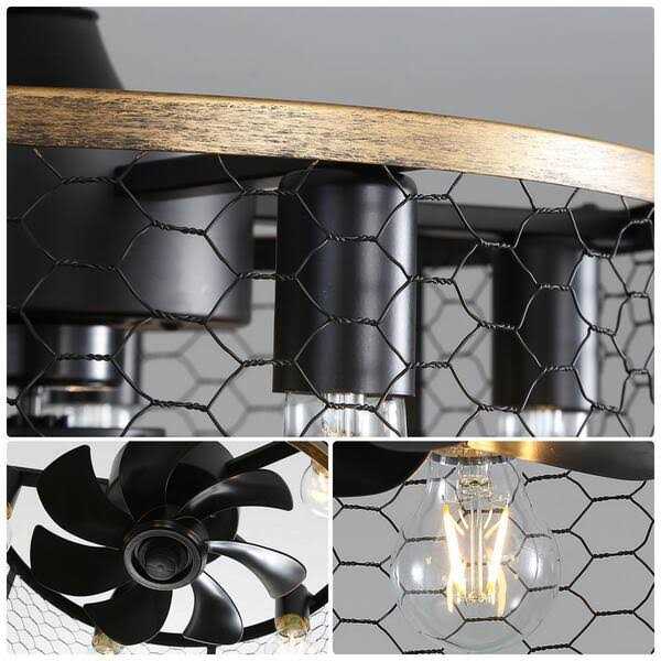 52 inch Indoor and Outdoor Downrod Solid Wood Ceiling Fan with Remote,Integrated Light Optional