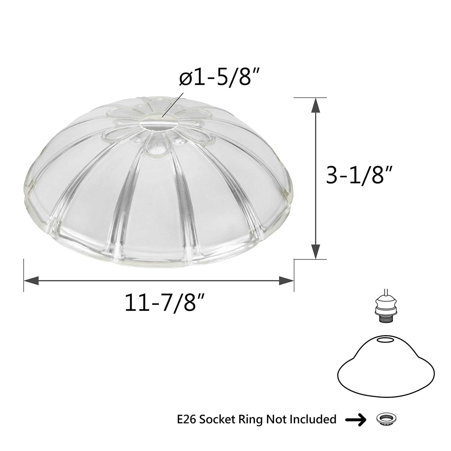 Aspen Creative 23508-01 Clear&Sandblasted/2 Tone Glass Shade for Medium Base Socket Torchiere Lamp