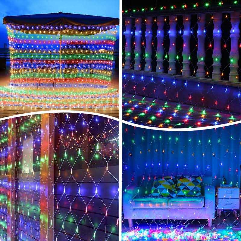 weillsnow 198 Led 9.8ft x 6.6ft 198 Led Net Lights Connectable 8 Lighting Twinkle Modes Mesh Lights for Christmas Outdoor Patio Garden Bush Fence