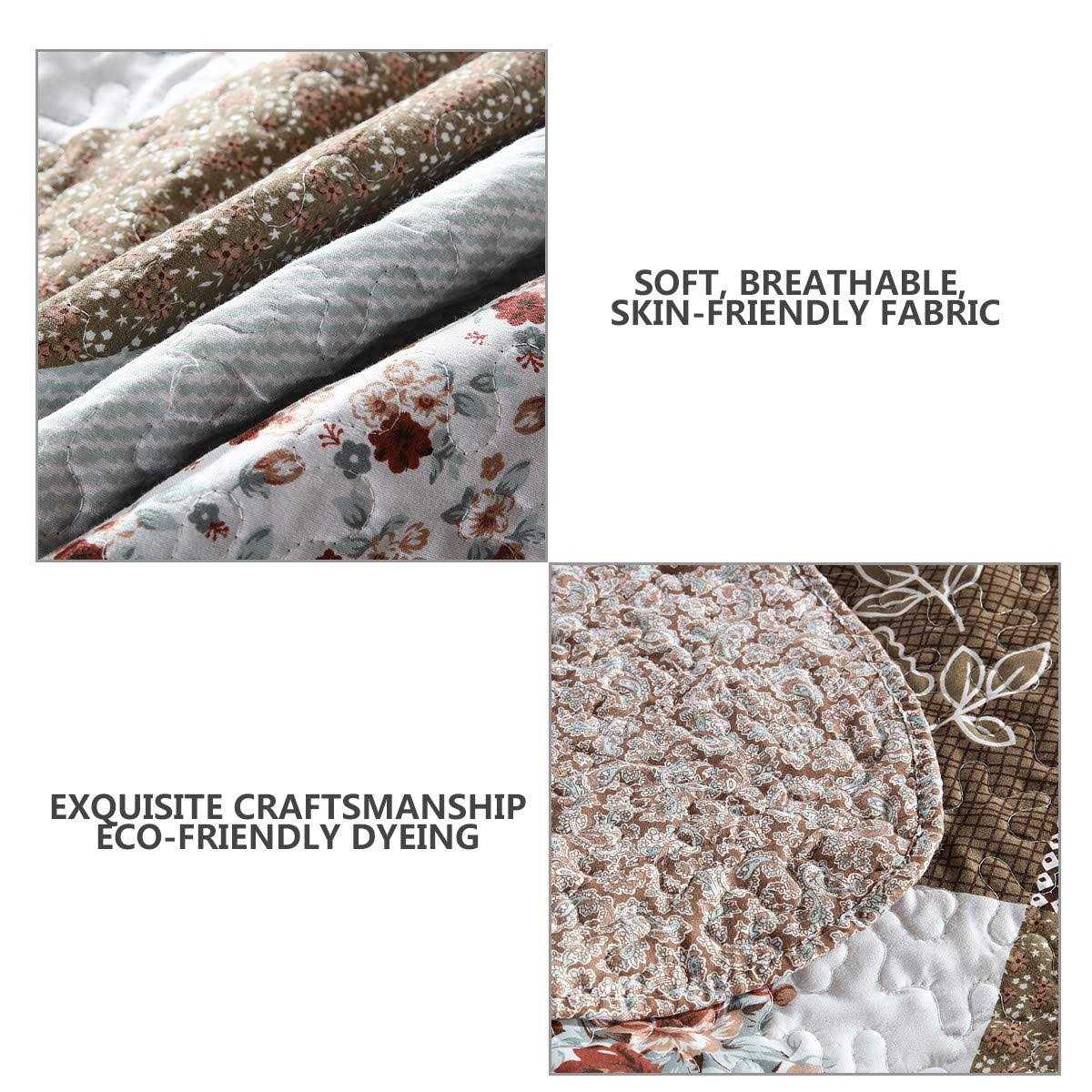 Travan 3-Piece Bedspread Quilt Set Oversized Reversible Quilted Bedding Cotton Coverlet Set with Shams