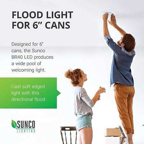 Sunco Lighting 8 Pack BR40 Dimmable Flood LED Light Bulb 17W