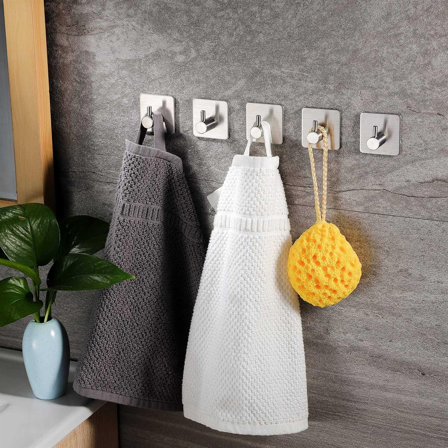YIGII Adhesive Towel Hooks Self Adhesive Robe Hooks Home Coat Hook SUS 304 stainless steel bathroom Hooks stick on wall with glue