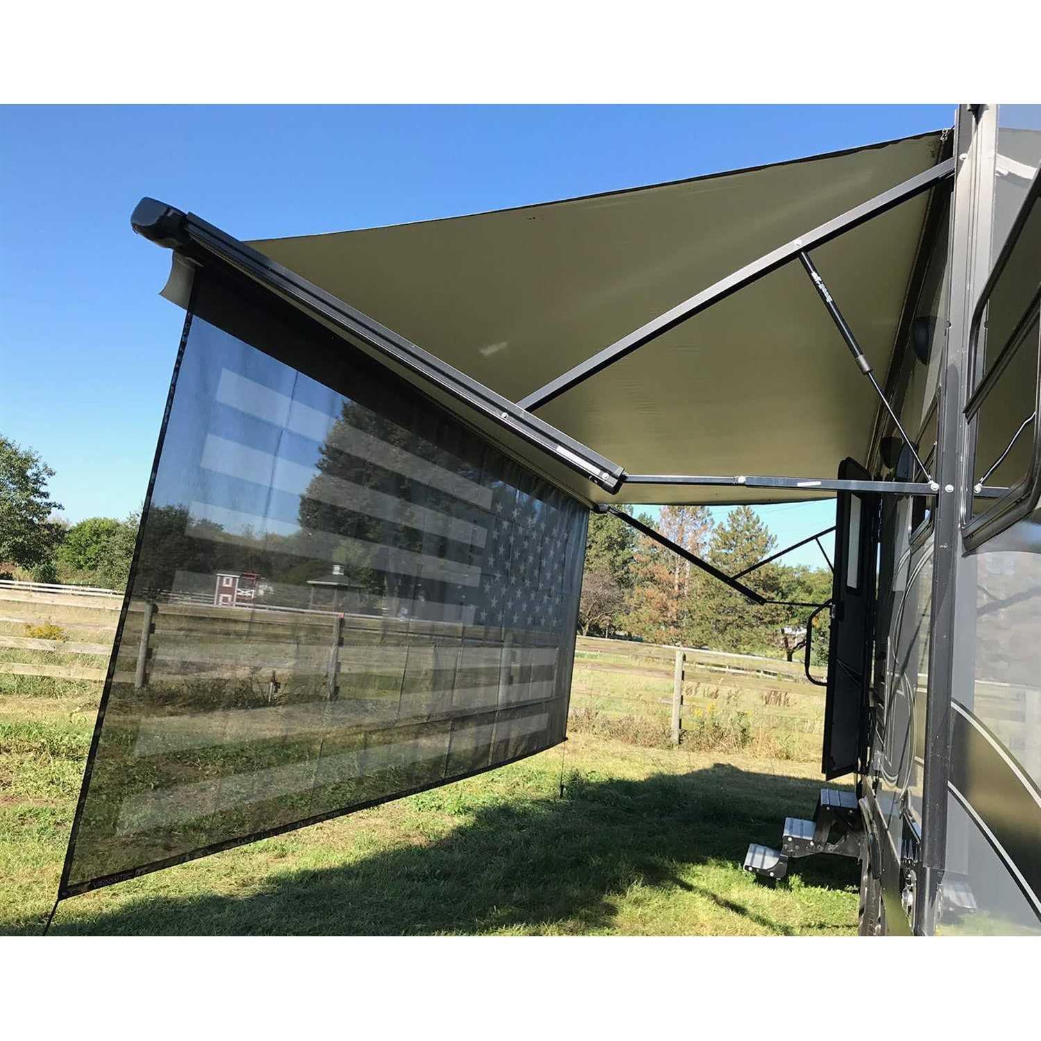 Tentproinc RV Awning Shade Screen 3′ Mesh Screen Sunshade Complete Kits Motorhome Camping Trailer UV Sun Blocker