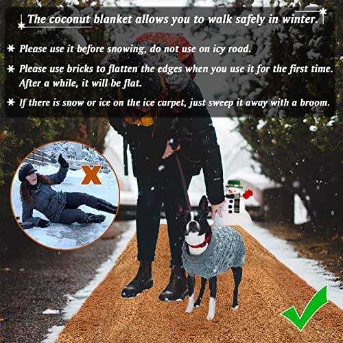 2 Pack No Slip Ice and Snow Carpet 16 × 118 inches Natural Coconut Fiber Carpet Mat Walking Safety