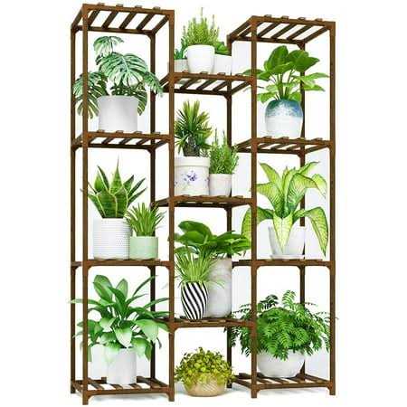 Bamworld Large Plant Stand Indoor Outdoor Plant Shelves Indoor Plant Holder for Living Room Outdoor Plant Rack Indoor Multiple Plants Patio Balcony