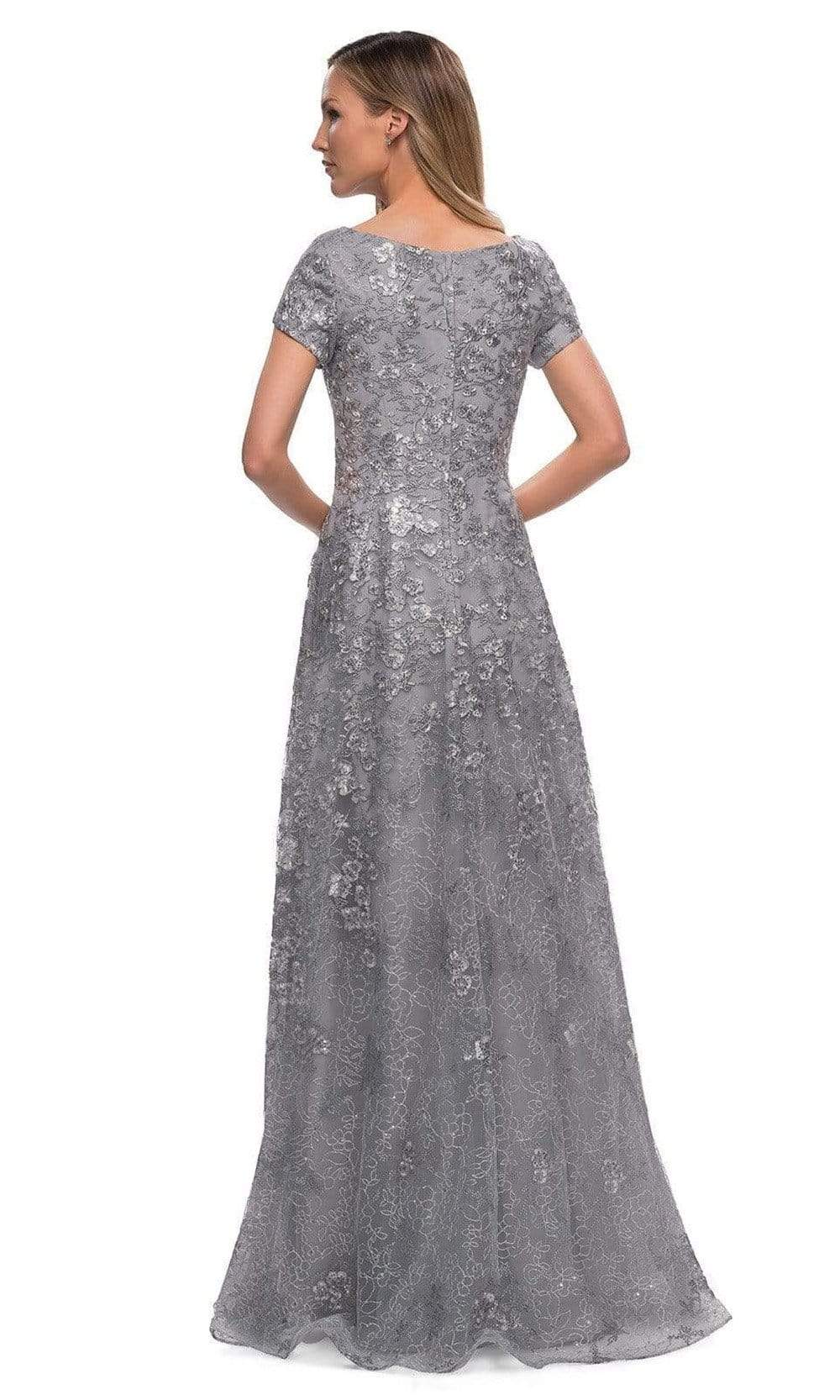 29291 V Neck Embroidered Modest Dress