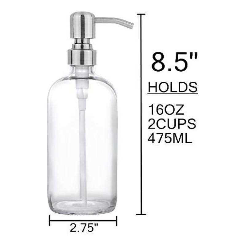 2 Pack Thick Glass Pint Jar Soap Dispenser Stainless Steel Pump
