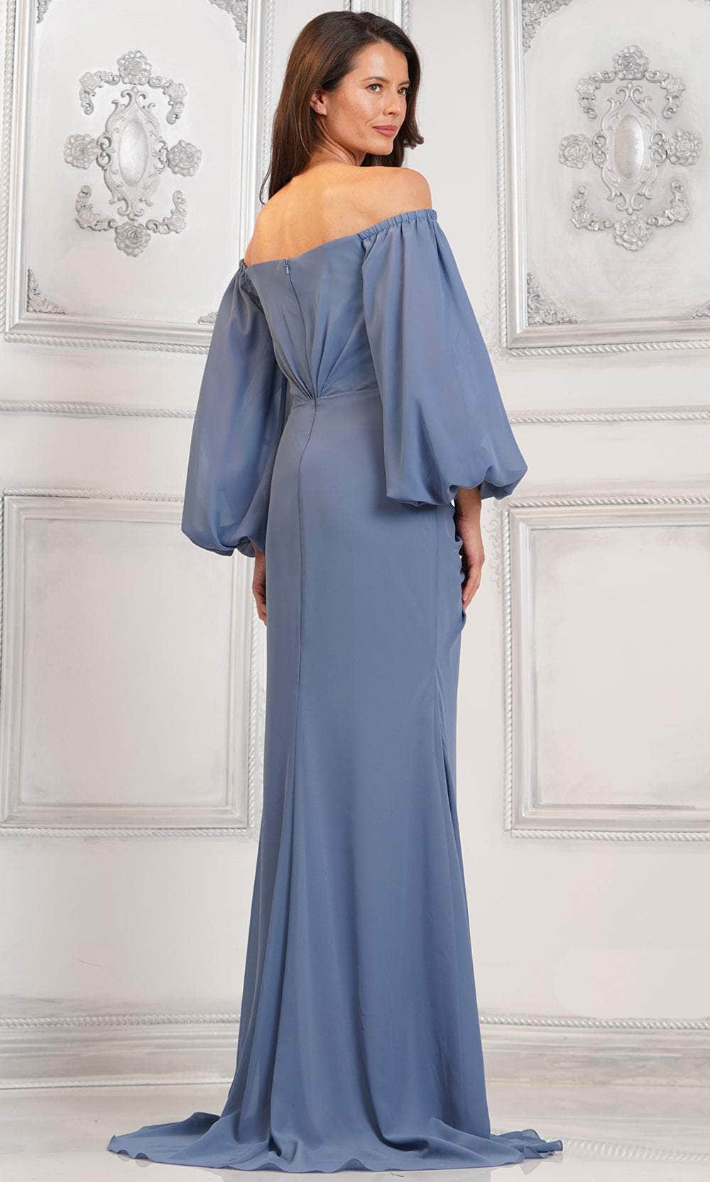 Bishop Sleeve Ruched Evening Dress