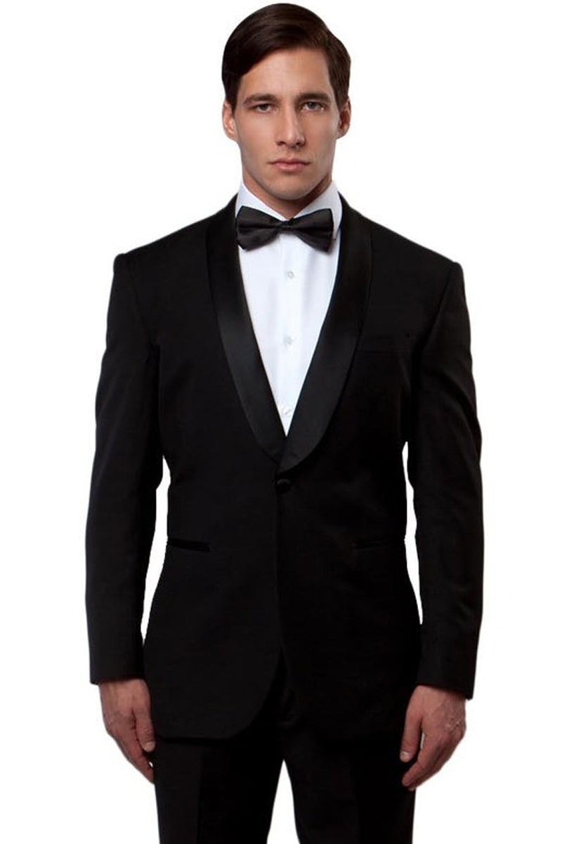 Men’s Classic Slim Fit Shawl Lapel Tuxedo in Black