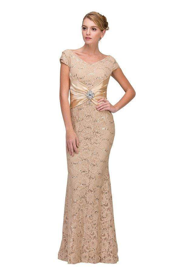 2003 Lace V-neck Trumpet Dress