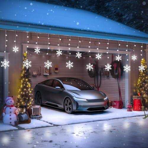 Aulanto Christmas Lights Outdoor Snowflake Lights LED Snowflake Icicle Lights Waterproof Drops