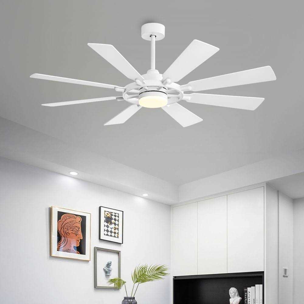 WINGBO 8 Blades LED Indoor Black and Ceiling Fan with Remote