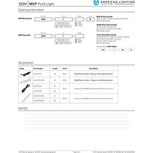 American Lighting MVP LED Puck Light MVP-1-BK